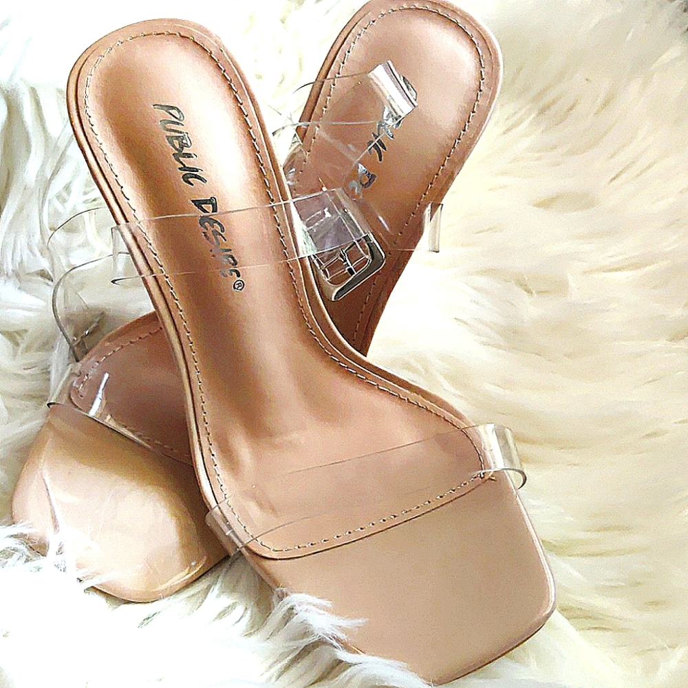 ASOS clear nude heels size 5